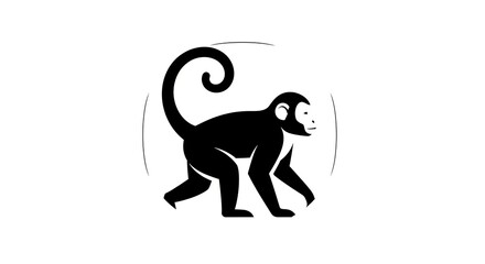 Obraz premium Silhouette monkey walking profile isolated icon