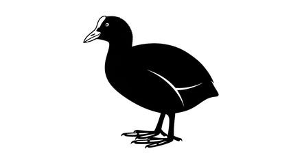 Silhouette illustration of a black bird against a white background