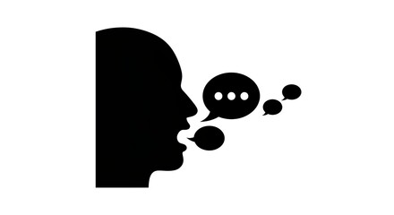 Silhouette illustration human head speaking bubbles concept