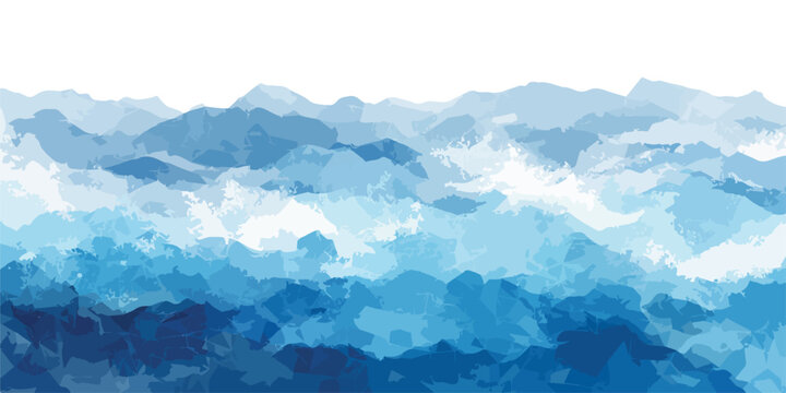 Ondas abstratas em tons de azul com pinceladas expressivas, representando o mar e a natureza.