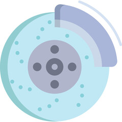Close Up Of A Ventilated Disc Brake Rotor With A Brake Pad In A Light Blue Color Palette Isolated On A Transparent Background With Subtle Motion Blur Effects