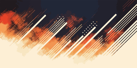 Abstrato vetor com linhas brancas diagonais e manchas de cor laranja e azul escuro