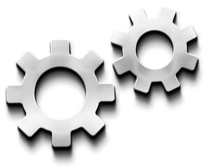 3D Silver Metallic Gear Icon for Settings or Options in Neumorphic Style