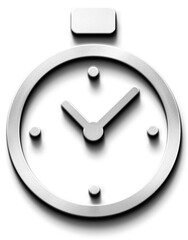 3D Silver Metallic Chronometer or Stopwatch Icon in Neumorphic Style