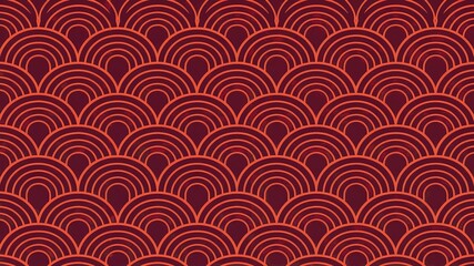 Geometric wave pattern with repeating semicircle shapes in an orange color palette.