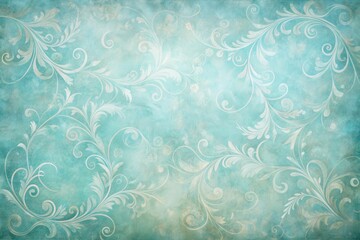 Elegant Aqua Swirl Design with Vintage Texture and Subtle Floral Motifs Ideal for Backgrounds or Decorative Applications