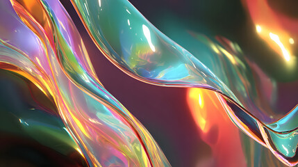 Liquid shapes abstract holographic 3D wavy backgroun