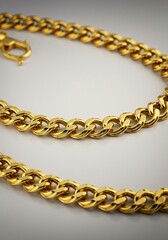 Obraz premium A close-up view capturing the intricate links of a lustrous yellow gold chain necklace, emphasizing texture and precious metal luxury ,metal ,shiny ,opulent