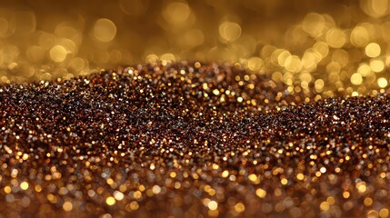 Abstract Glittering Surface with Golden Bokeh Effect and Shimmering Light