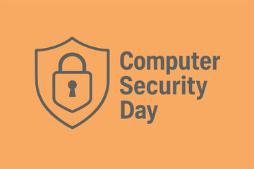 Naklejka premium Computer Security Day, cybersecurity illustration, data protection concept, information security design, digital safety artwork, IT security icon, secure network illustration, online safety graphic, c