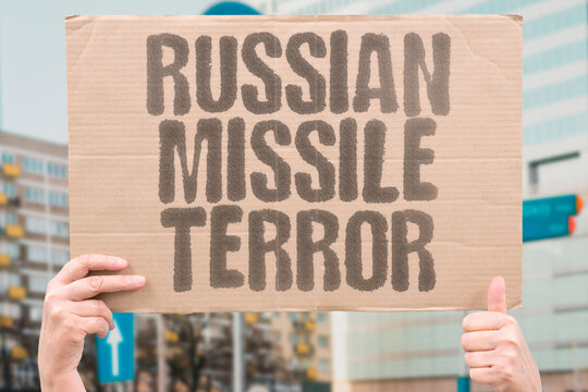 "Russian Missile Terror" Strikes devastate civilian areas. RUSSIAN. MISSILE. STRIKE. DEVASTATE. CIVILIAN.