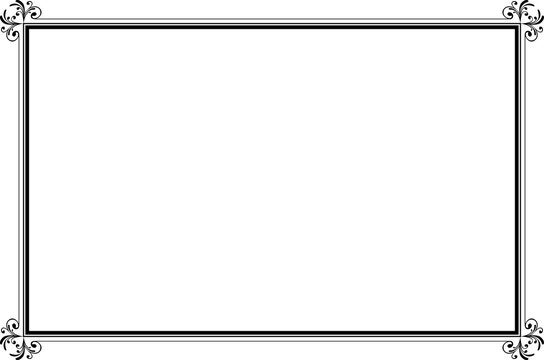 Elements of ornate vintage frames. Border gold on white classic  swirls, floral motifs. Design print for greeting cards, wedding invitations, restaurant menu, royal certificates. Set 1405