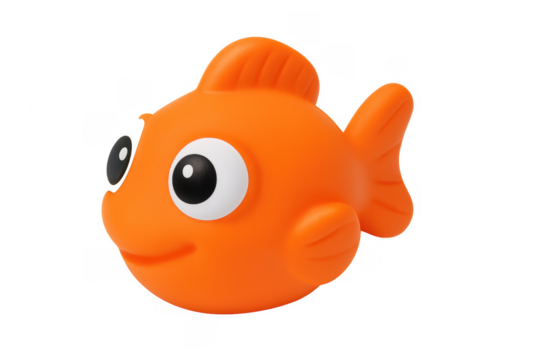 Orange rubber fish toy with cute eyes