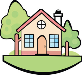 Green cartoon house vector.eps