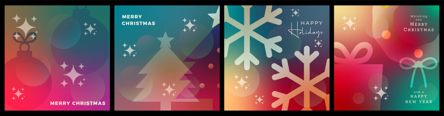 Merry christmas and happy new year banners. Modern festive vector illustration templates, holiday greeting cards, web design, social media, marketing.