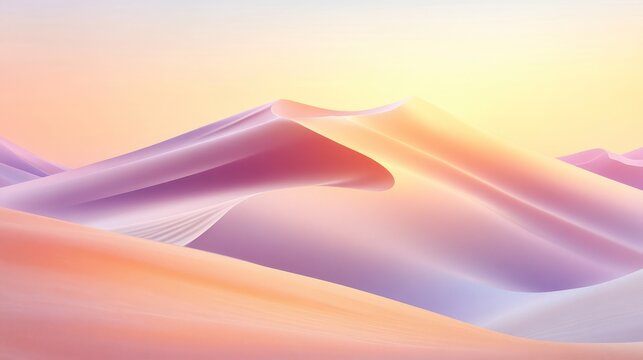 Abstract pastel desert landscape, sunrise, artistic digital painting, possible use for wallpaper or screensaver