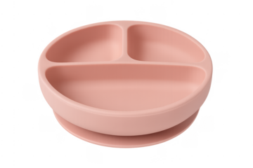 Pink silicone baby plate with suction base