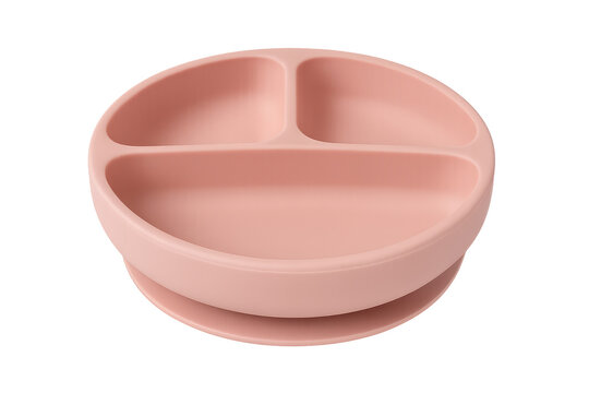 Pink silicone baby plate with suction base