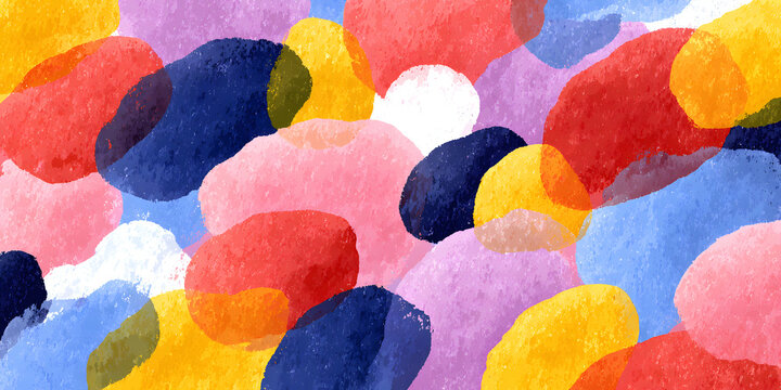 Colorful abstract doodle shape seamless pattern. Creative minimalist style art background, trendy design with basic shapes. Modern color backdrop. - Powered by Adobe