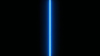 Vibrant Blue Neon Vertical Light Line Seamlessly Moving on Black Background Abstract Futuristic Glowing Laser Beam Energy for Modern Graphics Tech