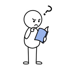 Stick figure having an idea while reading a book