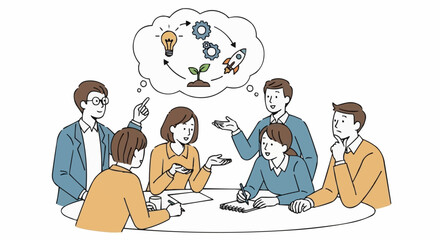 A team of business professionals brainstorming new ideas together.