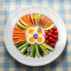 Colorful Healthy Snack Plate for Kids Concept