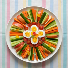 Colorful Healthy Snack Plate for Kids Concept