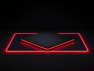 Red neon envelope icon glowing against dark background