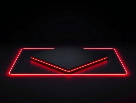 Red neon envelope icon glowing against dark background