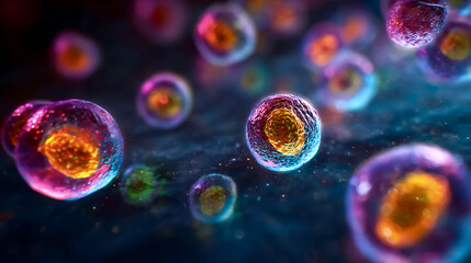 Fototapeta premium Tumor Cells, Cellular Cancer Biology, Close-Up of Cancer Cells
