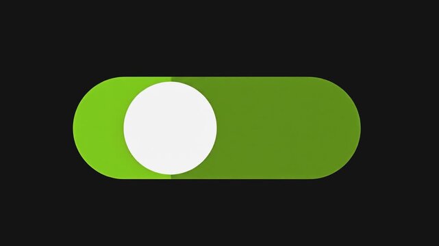 Green toggle switch button flat vector design element for user interface and mobile apps isolated on black backgr