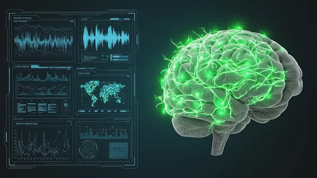 Artificial intelligence brain with glowing connections futuristic technology interface concept for neural network