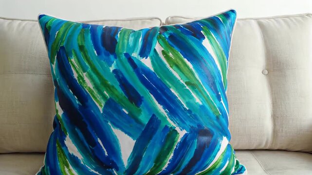 Colorful pattern pillow materials on the sofa