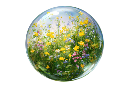 Fantasy Meadow Encased in a Magical Time Bubble PNG Transparent