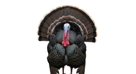 Wild Turkey Display isolated on white background
