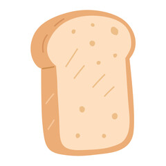 Bread Slice in Flat Hand-Drawn Style for Breakfast Design