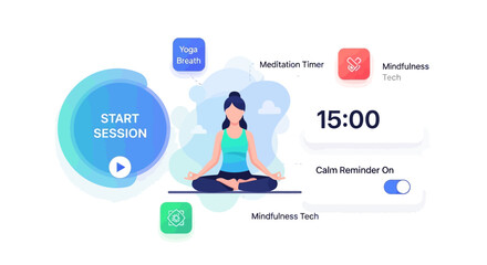 Illustration of a woman meditating with a