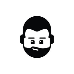 funny fat man head with thick beard logo vector