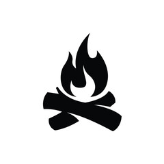 simple silhouette of campfire logo vector