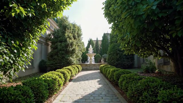 Tree-lined garden paths