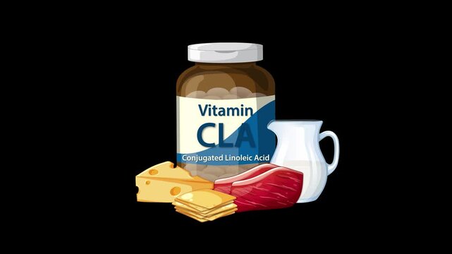 Vitamin Supplement Bottle Transforms With Dairy and Meat Foods