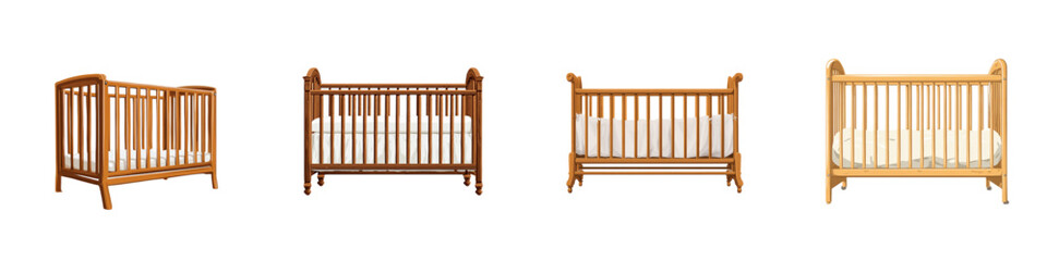Charming wooden cribs showcasing cozy nursery essentials, perfect for creating a safe and stylish haven for newborns and infants.