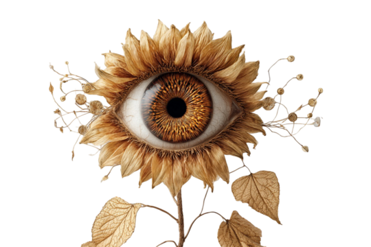 Fantasy Sunflower Eye Concept Art Illustration - Powered by Adobe