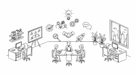 Business meeting with team collaboration and idea generation.