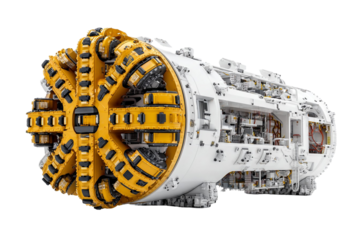 Tunnel Boring Machine Illustration Isolated on Transparent Background