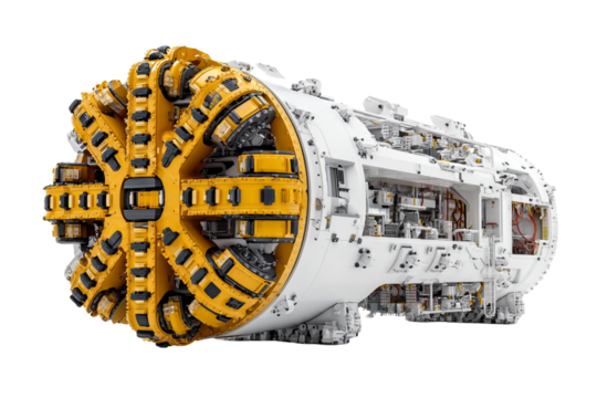 Tunnel Boring Machine Illustration Isolated on Transparent Background