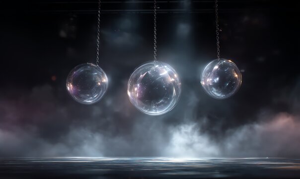 Suspended Ethereal Spheres in Atmospheric Stage Fog