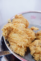 Crispy fried chicken on a tray. Selective focus. fried chicken