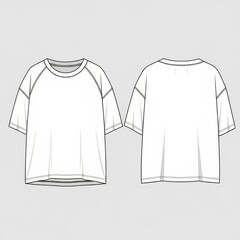 Minimalist white raglan sleeve t-shirt design template for fashion and apparel presentation
